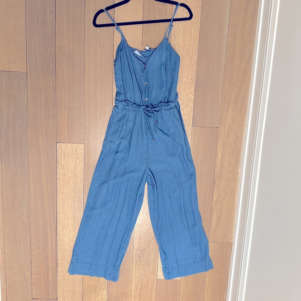 Splendid Denim / Chambray Wide Leg Cropped Jumpsuit